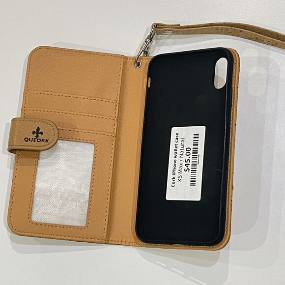 NEW Queork iPhone XS Max Wallet Cell Phone Case Cork Folio Wristlet Strap Vegan - Picture 4 of 6